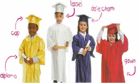 kindergarten graduation cap and gowns